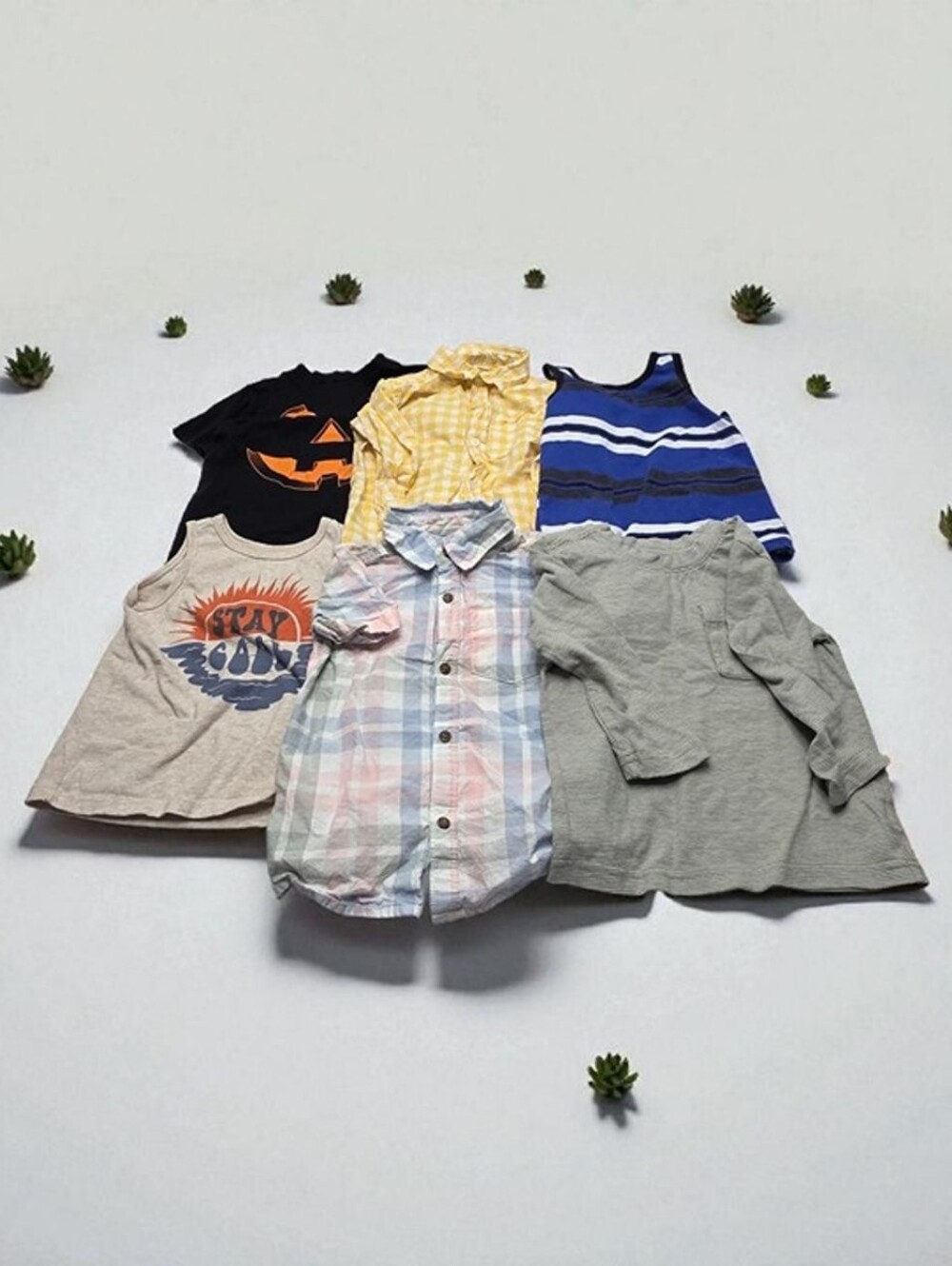 6pc Lot 2T Boy Clothes Toddler Halloween Plaid Tank Shirt Bundle Pre-Owned